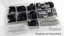  Presentation with connector - Slide set consisting of pin-connector-crimp-male-female background and a light gray colored foreground