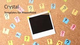  Presentation with question marks - Audience pleasing presentation consisting of pin note - photo with question marks cork backdrop and a coral colored foreground