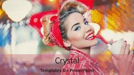  Presentation with cafe - PPT layouts featuring pin-up girl in retro background and a coral colored foreground