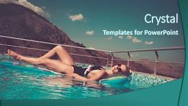  Presentation with swimming pool - Presentation having pin up girl in the swimming pool background and a ocean colored foreground