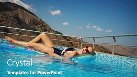  Presentation with swimming - Colorful slide deck enhanced with pin up girl in the swimming pool backdrop and a teal colored foreground