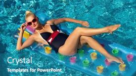  Presentation with swimming - Cool new presentation theme with pin up girl in the swimming pool backdrop and a teal colored foreground