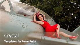  Presentation with sexy - Slide deck having pin-up model in flashy background and a gray colored foreground