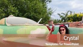  Presentation with sexy - Theme consisting of pin-up model in flashy background and a coral colored foreground