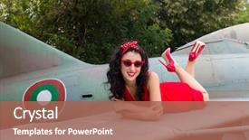  Presentation with sexy - Beautiful slides featuring pin-up model in flashy backdrop and a coral colored foreground