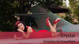  Presentation with sexy santa woman red - Slide set enhanced with pin-up model in flashy background and a red colored foreground