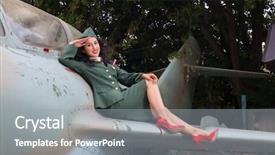 Presentation with timer - Beautiful PPT theme featuring pin-up model in ww2 backdrop and a gray colored foreground