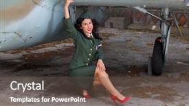  Presentation with timer - Colorful presentation enhanced with pin-up model in ww2 backdrop and a tawny brown colored foreground