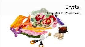  Presentation with embroidery - Amazing slide deck having pinball - brand of colour threads needle backdrop and a white colored foreground