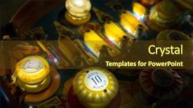  Presentation with machine - Audience pleasing PPT theme consisting of pinball table close up view backdrop and a tawny brown colored foreground