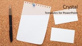  Presentation with pinboard - PPT theme with pinboard - blank notepad paper business cards background and a coral colored foreground