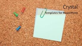  Presentation with pinboard - Slide set having pinboard - blank postit note on cork background and a  colored foreground