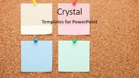  Presentation with pinboard - PPT theme enhanced with pinboard - blank sticky papers on cork background and a coral colored foreground