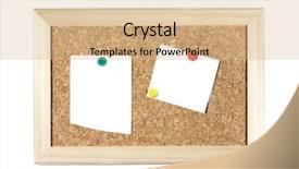 Presentation with bulletin board cork framed - PPT theme enhanced with pinboard - cork board with pieces background and a coral colored foreground