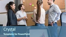  Presentation with people talking - Colorful theme enhanced with pinboard - creative people in agency talking backdrop and a ocean colored foreground