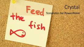 Presentation with corkboard - Amazing slide set having pinboard - feed the fish remind colorful backdrop and a yellow colored foreground