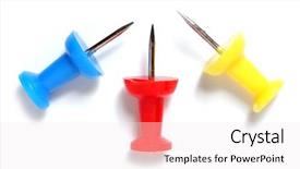  Presentation with pinboard - PPT theme having pinboard - office pins on white background background and a  colored foreground