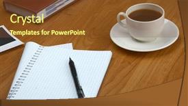  Presentation with pinboard - Colorful presentation design enhanced with pinboard - photo and cup of coffee backdrop and a tawny brown colored foreground