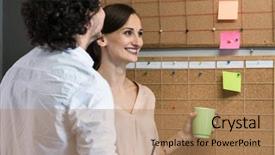  Presentation with team meeting - Theme enhanced with pinboard - team of agency employees background and a coral colored foreground