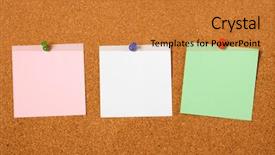  Presentation with pinboard - Presentation enhanced with pinboard - three blank notes pinned background and a gold colored foreground