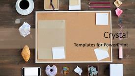  Presentation with bulletin board cork pin - Cool new presentation theme with pinboard - top view of blank cork backdrop and a coral colored foreground