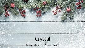  Presentation with olive tree branch ripe - Beautiful PPT theme featuring pine - christmas tree branches on wood backdrop and a sky blue colored foreground