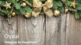  Presentation with golden christmas - Slides having pine branch and golden christmas background and a gray colored foreground