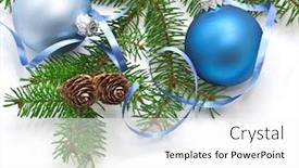  Presentation with pine - PPT theme featuring pine-branch-with-pine-cones background and a white colored foreground