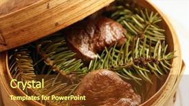  Presentation with gourmet food delivery - Slide deck consisting of pine branches scandinavian gourmet food background and a  colored foreground