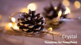  Presentation with pine cone - Presentation having pine-cone-and-christmas-lights background and a tawny brown colored foreground