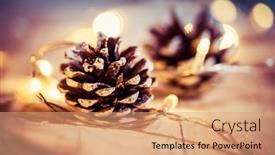  Presentation with pine cone - Presentation theme enhanced with pine-cone-and-christmas-lights background and a coral colored foreground