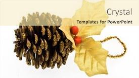  Presentation with pine cone - Amazing slides having pine cone christmas isolated on white backdrop and a blonde colored foreground