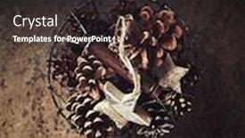 Presentation with pine - Audience pleasing theme consisting of pine cones and wooden christmas stars in a basket backdrop and a dark gray colored foreground