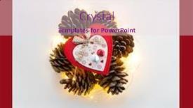  Presentation with minimal - PPT theme with pine cones top view christmas card decoration christmas lights minimal on white background background and a lemonade colored foreground