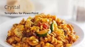  Presentation with vegan - Audience pleasing slides consisting of pine nut vegan pasta on plate backdrop and a soft green colored foreground