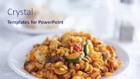  Presentation with vegan - Cool new slide set with pine nut vegan pasta on plate backdrop and a sky blue colored foreground