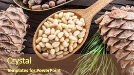  Presentation with pine cone - Presentation design enhanced with pine nuts in the spoon background and a tawny brown colored foreground