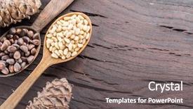  Presentation with free food - Amazing slide deck having pine nuts in the spoon backdrop and a gray colored foreground