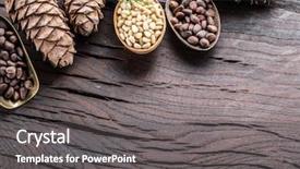  Presentation with pine cone - Theme consisting of pine nuts in the spoons background and a gray colored foreground
