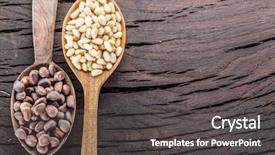  Presentation with free food - Beautiful PPT theme featuring pine nuts in the spoons backdrop and a dark gray colored foreground