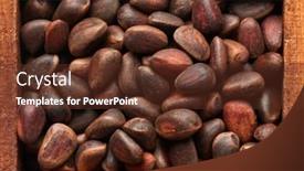 Presentation with healthy nutrition - Beautiful slide deck featuring pine-nuts-in-wooden-box backdrop and a tawny brown colored foreground