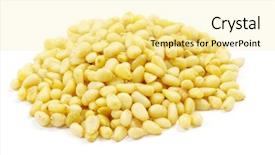  Presentation with pine - Presentation theme having pine nuts isolated on a white background background and a blonde colored foreground