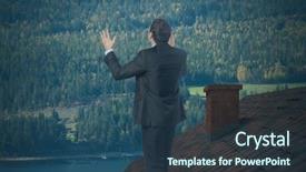  Presentation with house roof and roofing business - Beautiful PPT layouts featuring pine tree 3d - businessman standing on roof backdrop and a  colored foreground