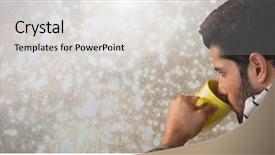  Presentation with digital identity theft - PPT theme consisting of pine tree 3d - digital composite of man drinking background and a  colored foreground