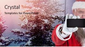  Presentation with santa claus and reindeers - Presentation theme having pine tree 3d - digital composite of santa claus background and a lemonade colored foreground