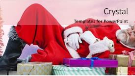  Presentation with winter landscape winter tree - Presentation enhanced with pine tree 3d - digital composite of santa background and a coral colored foreground