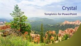  Presentation with pine forest - Slides enhanced with pine tree forest at canyon against cloudy sky background and a sky blue colored foreground