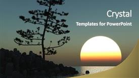  Presentation with pink 80s disco 3d illustration - Presentation theme having pine tree at sea coast background and a ocean colored foreground