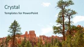  Presentation with pine trees - Presentation theme consisting of pine trees and orange cliffs background and a sky blue colored foreground