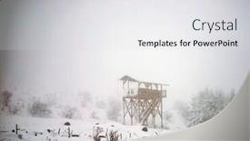  Presentation with pine trees - Presentation theme consisting of pine-trees-covered-with-hoarfrost background and a light gray colored foreground